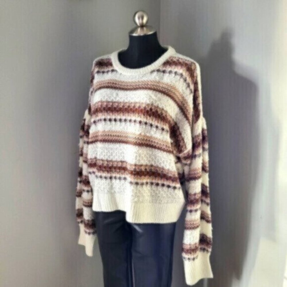 DEX Drop Shoulder Puff Sleeve Knit Sweater Sz XL